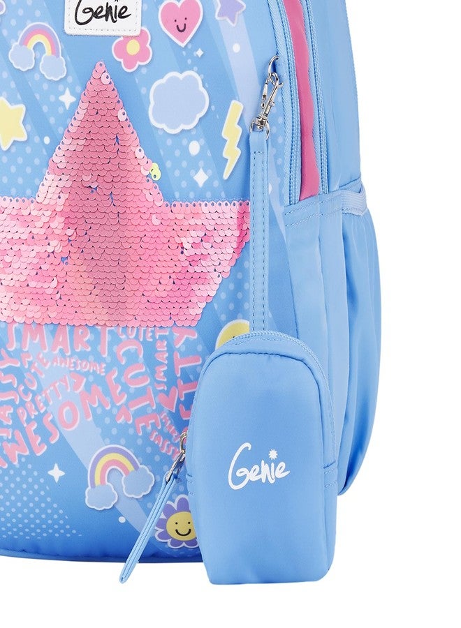 جيني حقيبة ظهر مدرسية جيني ستارليس للبنات | 15 بوصة - 20 لترًا بثلاثة أقسام، خفيفة الوزن مع أكتاف مبطنة | مثالية للكتب، زجاجات المياه، الأدوات المكتبية، علبة الغداء، والأغراض الأساسية - أزرق - Image 5